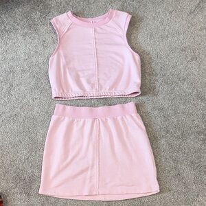 Pink Sleeveless Top and Skirt Set